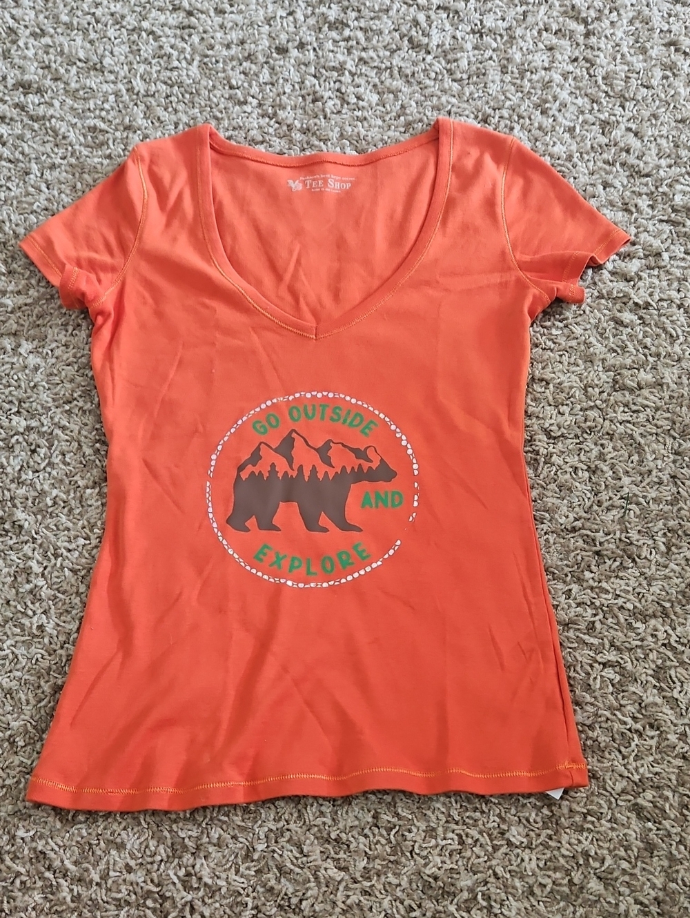 Go Outside & Explore Orange V-Neck Tee